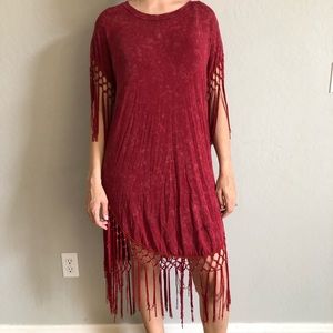 POL rouge tassel cover up dress